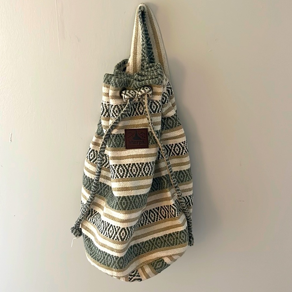 Sherpa crossbody draw string shoulder bag